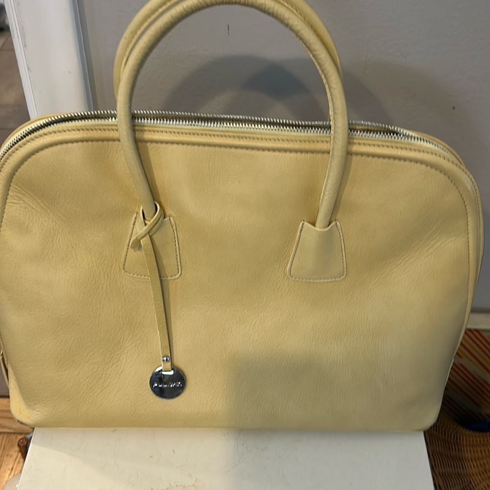 Yellow Cream Leather Women's Bag by Pulicati Italy